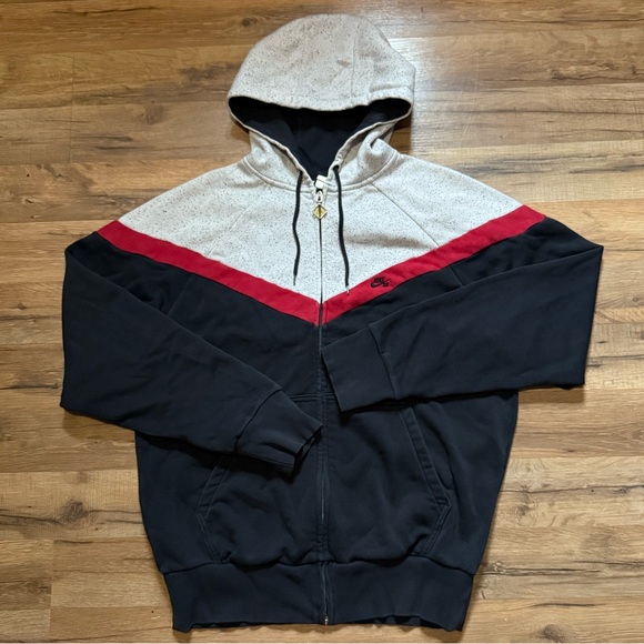 2008 Nike Sb Speckled Color Block Zip Up Hoodie Sweatshirt